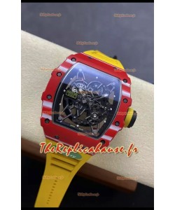 Richard Mille RM35-02 Rafael Nadal Bracelet Rouge Carbone Jaune avec Tourbillon Authentique Montre Super Clone