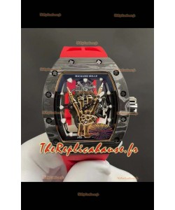Richard Mille RM66 Flying Tourbillon Authentique Noir Carbone Bracelet Rouge Superclone Réplique Montre 