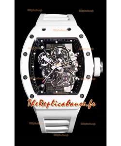 Richard Mille RM055 Réplique Miroir 1:1 en céramique blanche, bracelet blanc