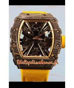 Richard Mille RM12-01 Mouvement Tourbillon authentique en fibre de carbone Réplique Montres Miroir 1:1