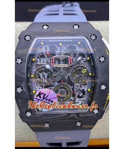 Richard Mille RM011 Felipe Massa Miroir 1:1 Boîtier en carbone forgé noir Bracelet gris