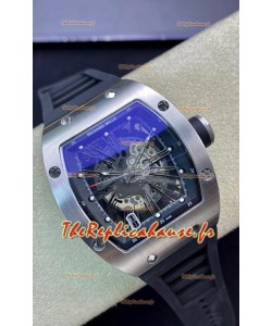 Réplique de la montre Richard Mille RM010 en acier inoxydable sur bracelet noir - chiffres romains