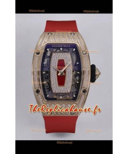 Richard Mille Super Clone RM07-01 Sertie de diamants 904L Boîtier or rose Automatique Réplique Montre