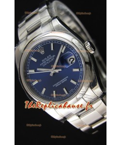 Montre Rolex Datejust 36 mm Cal.3135 Mouvement Suisse à Cadran bleu et Bracelet Oyster Répliquée — Montre en acier ultime 904 L 