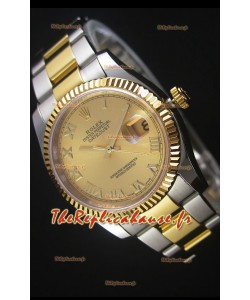 Montre japonaise Rolex Datejust - Placage bicolore avec cadran en or dans un boîtier de 36MM