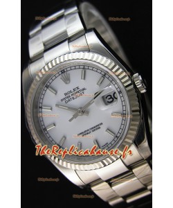 Réplique de montre Rolex Datejust Japanese - Cadran blanc en 36MM avec bracelet huitre