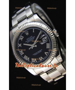 Réplique de montre Rolex Datejust Japanese - Cadran noir en 36MM avec bracelet huitre