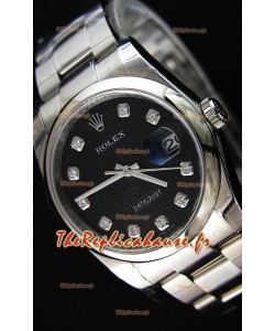 Réplique de montre Rolex Datejust Japanese - Cadran noir en 36MM avec bracelet huitre