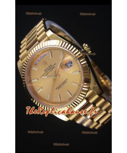 Réplique de montre Rolex Day Date Japonaise - Boîtier en or jaune et cadran en or 40MM