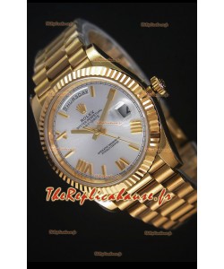 Réplique de montre Rolex Day Date Japonaise - Boîtier en or jaune et cadran en acier 40MM