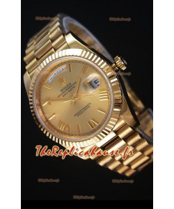 Réplique de montre Rolex Day Date Japonaise - Boîtier en or jaune et cadran en or 40MM