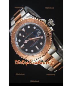Réplique japonaise de la Rolex Yachtmaster avec boîtier en or rose bicolore et cadran brun - 40MM