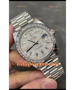 Rolex Day Date Presidential Montre en acier inoxydable avec cadran en météorite 40MM - Qualité miroir 1:1