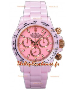 Rolex Daytona Montre à bracelet céramique rose avec mouvement Cal.4130 Réplique Miroir