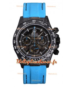 Montre Rolex Daytona DiW Skeleton Carbon Edition - Boîtier en carbone forgé Bracelet bleu Réplique 1:1 