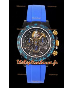Rolex Daytona Blaken Bleu Réplique Miroir 1:1 Suisse Cadran Squelette Mouvement Cal.4130