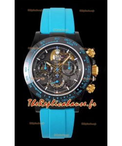 Rolex Daytona Blaken Bleu Réplique Suisse 1:1 Cadran Squelette Mouvement Cal.4130