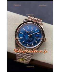 Rolex Sky-Dweller REF# 336935 Montre cadran bleu en or rose boîtier acier 904L Réplique Montre suisse
