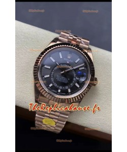 Rolex Sky-Dweller REF# 336935 Montre à cadran noir en or rose 904L Boîtier acier Réplique Montre suisse