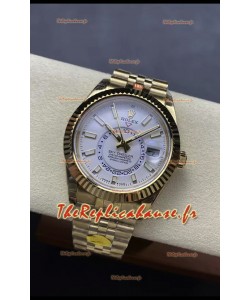 Rolex Sky-Dweller REF# 336935 Montre à cadran blanc en or jaune, boîtier en acier 904L, Réplique Montre suisse 1:1