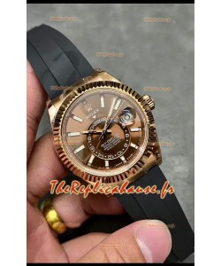 Rolex Sky-Dweller REF# M336235 Montre en or rose à cadran marron et boîtier en acier 904L Montre réplique 1:1 