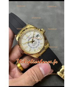 Rolex Sky-Dweller REF# M336235 Montre en or jaune à cadran blanc avec boîtier en acier 904L 1:1
