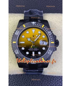 Rolex Submariner DiW Montre édition spéciale avec revêtement DLC Lunette carbone Cadran jaune 