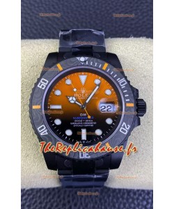 Rolex Submariner DiW Montre édition spéciale avec revêtement DLC Lunette carbone Cadran orange 