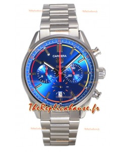 Tag Heuer Carrera Chronograph 42 Swiss Quartz Réplique Montre Cadran Bleu Bracelet Acier 