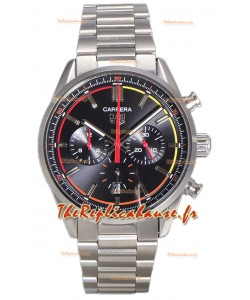 Tag Heuer Carrera Chronograph 42 Swiss Quartz Réplique Montre Cadran Noir Bracelet Acier 