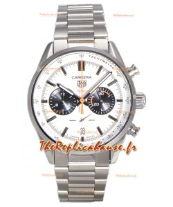 Tag Heuer Carrera Chronograph 43 Swiss Quartz Réplique Montre Cadran Blanc Bracelet Acier 
