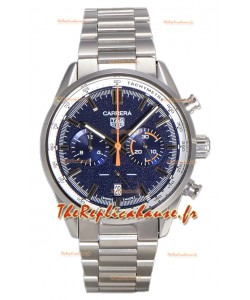 Tag Heuer Carrera Chronograph 43 Swiss Quartz Réplique Montre Cadran Bleu Bracelet Acier 