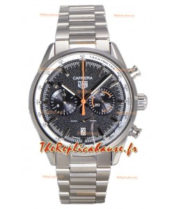 Tag Heuer Carrera Chronograph 43 Swiss Quartz Réplique Montre Cadran Gris Bracelet Acier 