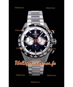 Montre Tag Heuer Carrera Swiss Mouvement à Quartz - Réplique de Montre avec cadran noir - Bracelet en acier inoxydable