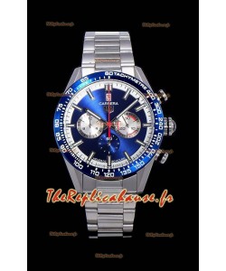 Montre Tag Heuer Carrera Swiss Mouvement à Quartz - Réplique de montre à cadran bleu - Bracelet en acier inoxydable