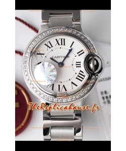 Ballon De Cartier Quartz Suisse 1:1 Miroir Qualité 28MM dans un boîtier acier Cadran Blanc 