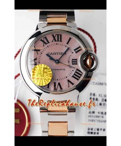 Ballon De Cartier Suisse Automatique 1:1 Qualité Miroir 33MM en Boîtier Or Rose 2 Tons Cadran Rose 