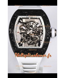 Richard Mille RM055 Réplique Miroir 1:1 Boîtier Carbone Noir - Bracelet Blanc