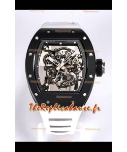Réplique de Montre Richard Mille RM055 Boîtier en Céramique Noire Miroir 1:1 - Bracelet Blanc