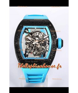Réplique de Montre Richard Mille RM055 Boîtier Carbone Noir Miroir 1:1 avec bracelet bleu