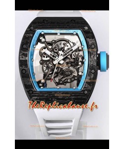 Richard Mille RM055 Réplique Miroir 1:1 Boîtier Carbone Noir - Bracelet Blanc