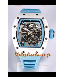 Réplique Montre Richard Mille RM055 Boîtier Céramique Blanc Miroir 1:1 - Bracelet Bleu
