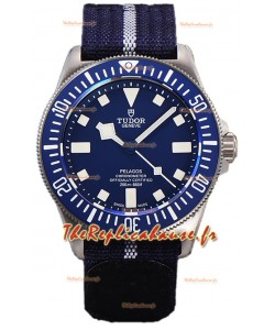 Tudor Pelagos FXD Boîtier Titane 1:1 Réplique Miroir Cadran Bleu sur Bracelet Nato Bleu
