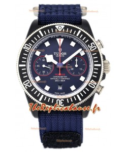 Tudor Pelagos FXD Chronograph boîtier titane réplique 1:1 cadran bleu sur bracelet Nato