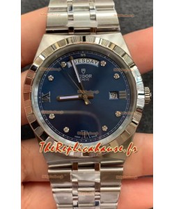 Montre Tudor Royal Edition - Réplique 1:1 avec boîtier acier - Cadran bleu diamants 