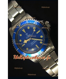 Montre Replica Miroir Suisse 1:1 Tudor Oyster Prince Vintage 200M avec Cadran Bleu et des Marqueurs sous forme de Points 