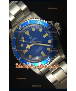 Montre Replica Miroir Suisse 1:1 Tudor Oyster Prince Vintage 200M avec Cadran Bleu et des Marqueurs sous forme de Points 