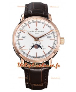 Vacheron Constantin Traditionelle Calendrier Complet Plaqué Or Rose Cadran Blanc Réplique Suisse