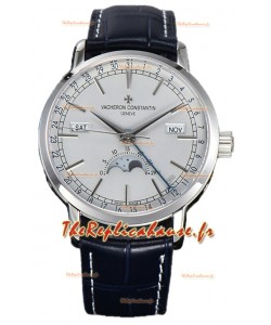 Vacheron Constantin Traditionelle Quantième Complet Plaqué Or Blanc Cadran Blanc Réplique Suisse