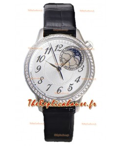 Vacheron Constantin Egerie Muse Moonphase Boîtier Acier 904L et Cadran Blanc Réplique Montre Suisse 